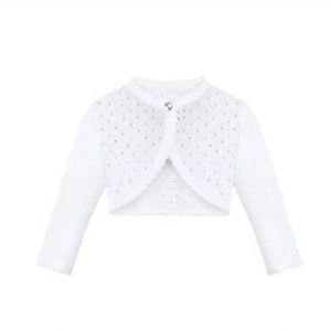 Lilax Baby Girls' Knit Long Sleeve One Button Closure Bolero Shrug 12m